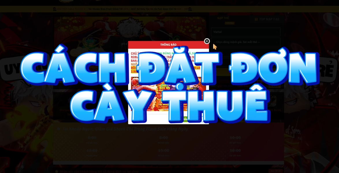 hướng Dẫn ĐẶT ĐƠN CÀY THUÊ